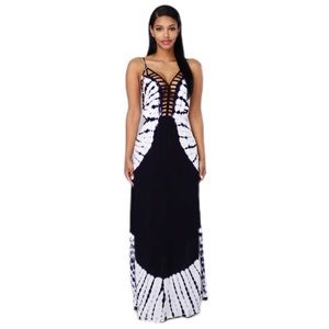 Paradise Dress - Navy/White